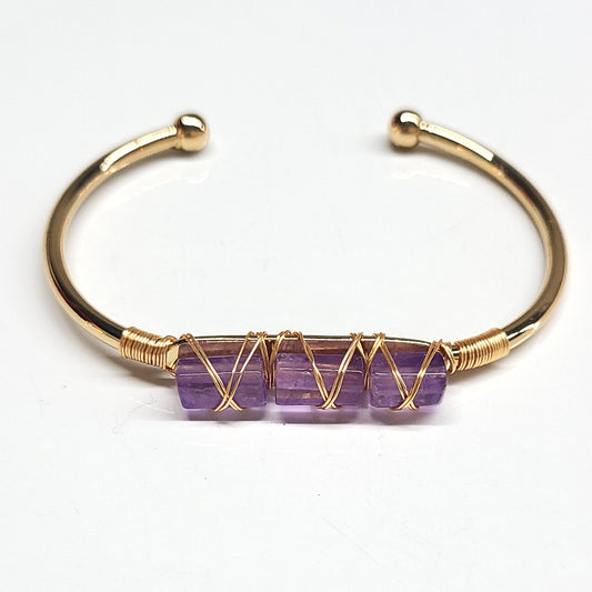 Amethyst Cuff Bangle Bracelets
