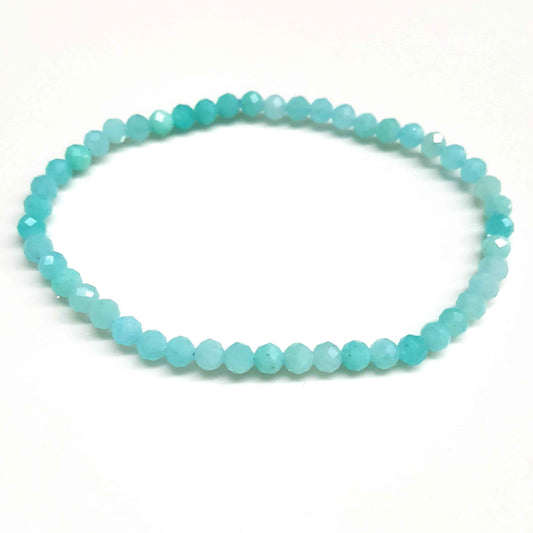 Amazonite Faceted Beaded Bracelet 4mm