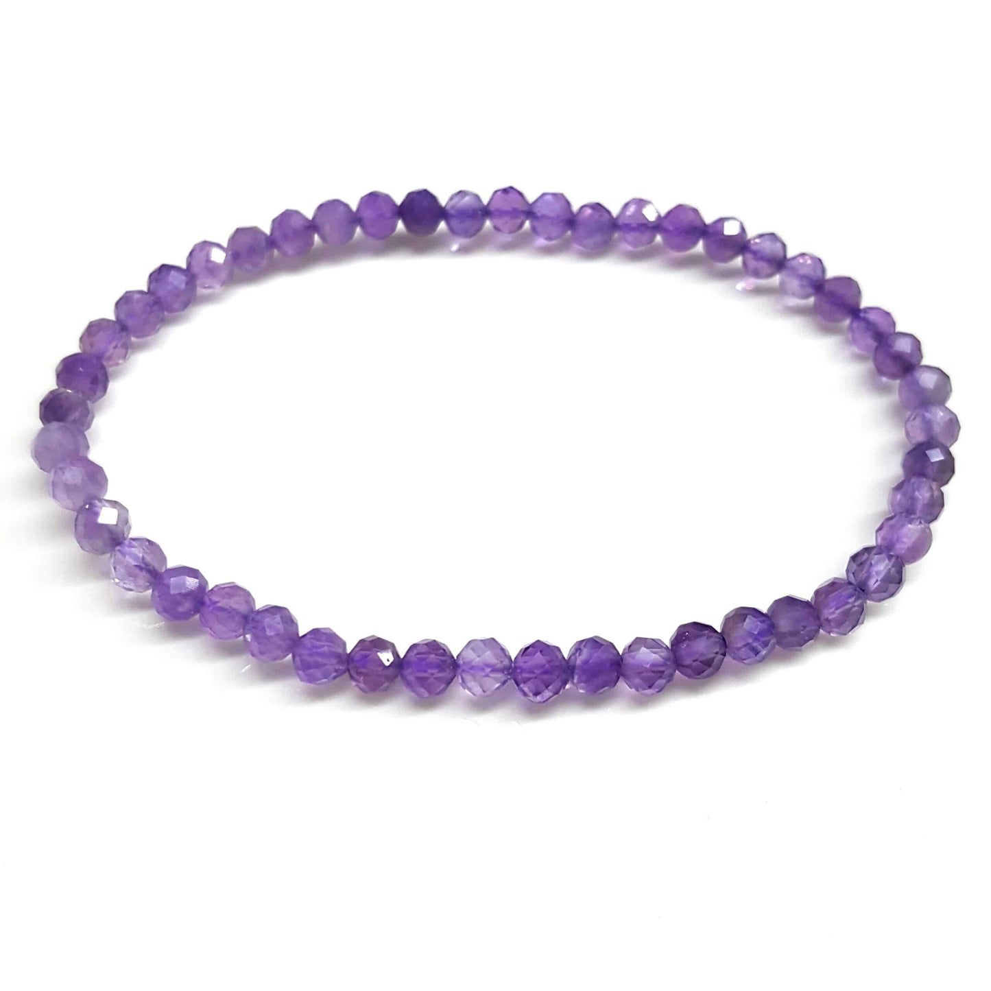 Amethyst Faceted Beaded Bracelet 4mm
