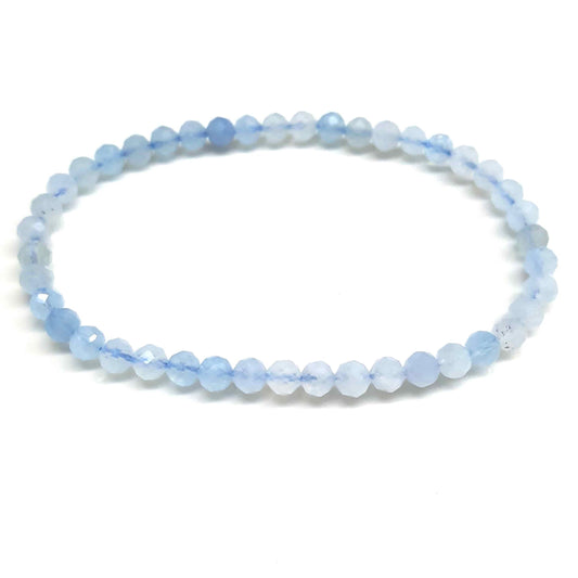 Aquamarine Faceted Beaded Bracelet 4mm