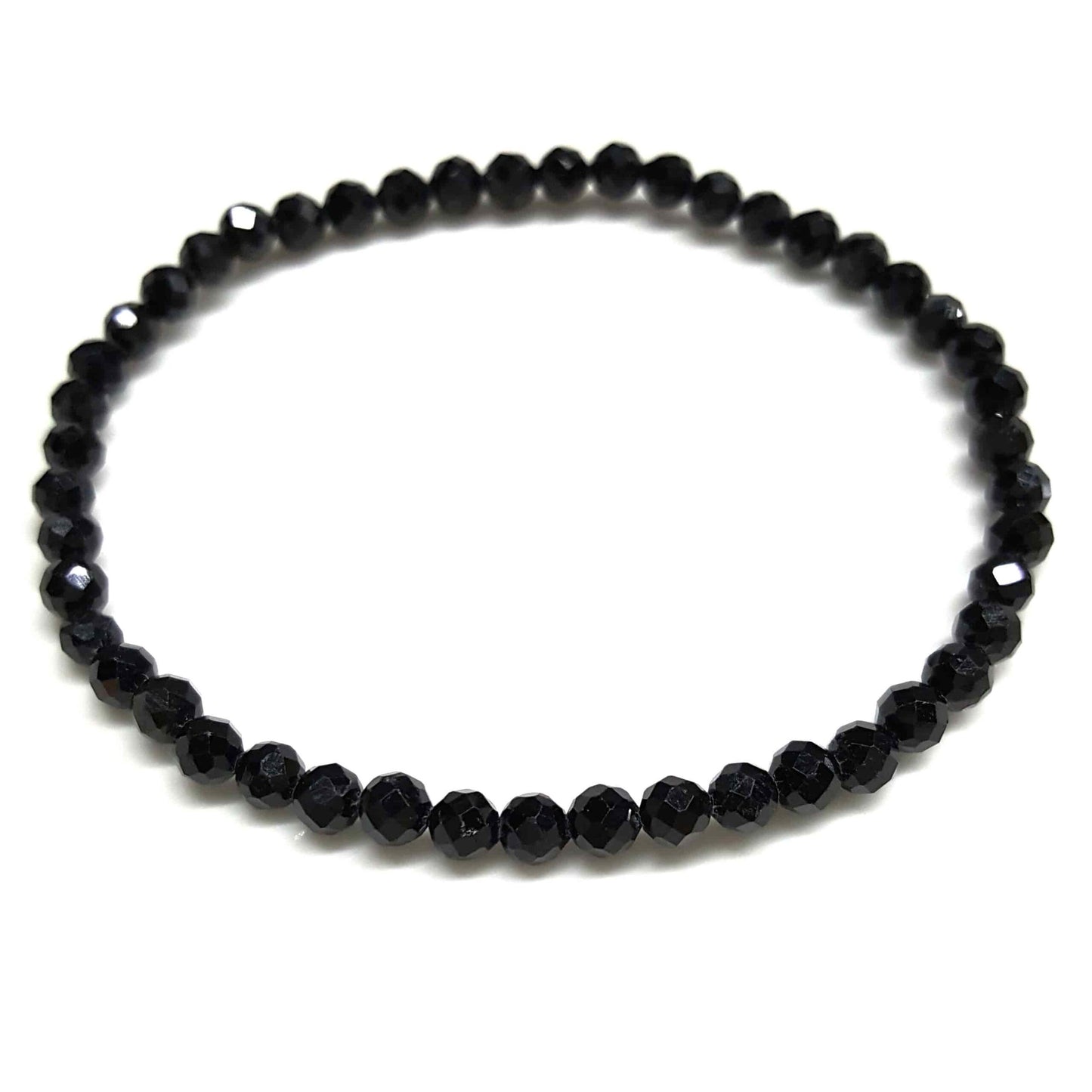 Black Tourmaline Faceted Beaded Bracelets 4mm
