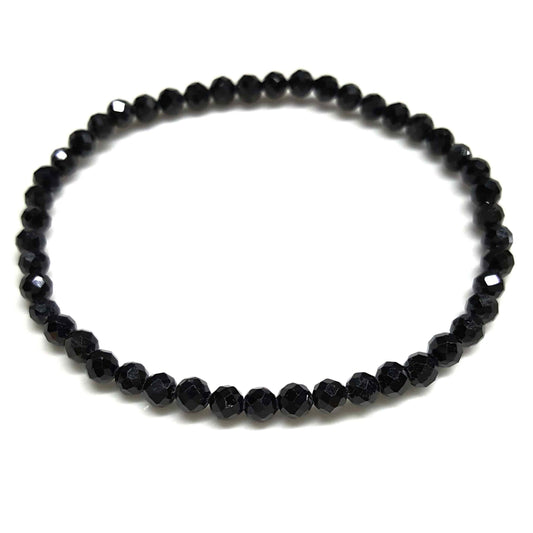Black Tourmaline Faceted Beaded Bracelets 4mm