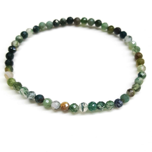 Moss Agate Faceted Beaded Bracelets 4mm