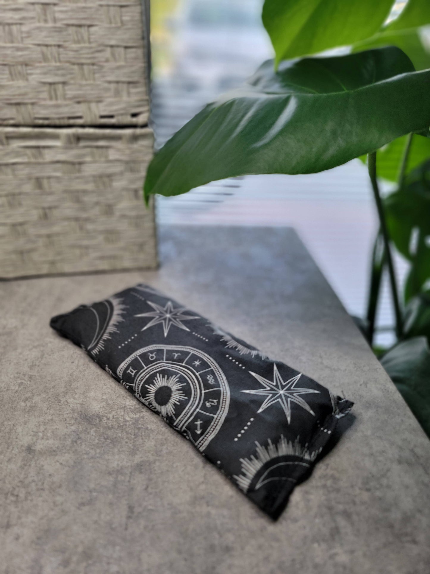 Aromatherapy Hot/Cold Weighted Eye Pillow - Moon and Sky fab: Astrology / Rice / Unscented