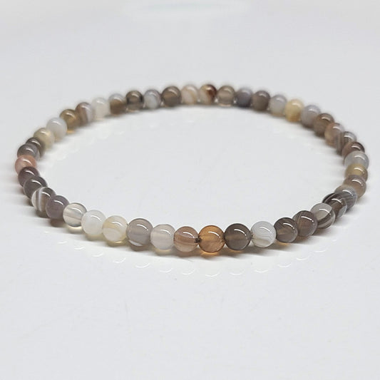 Botswana Agate Beaded Bracelet 4mm