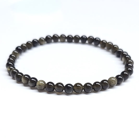 Gold Obsidian Beaded Bracelet 4mm