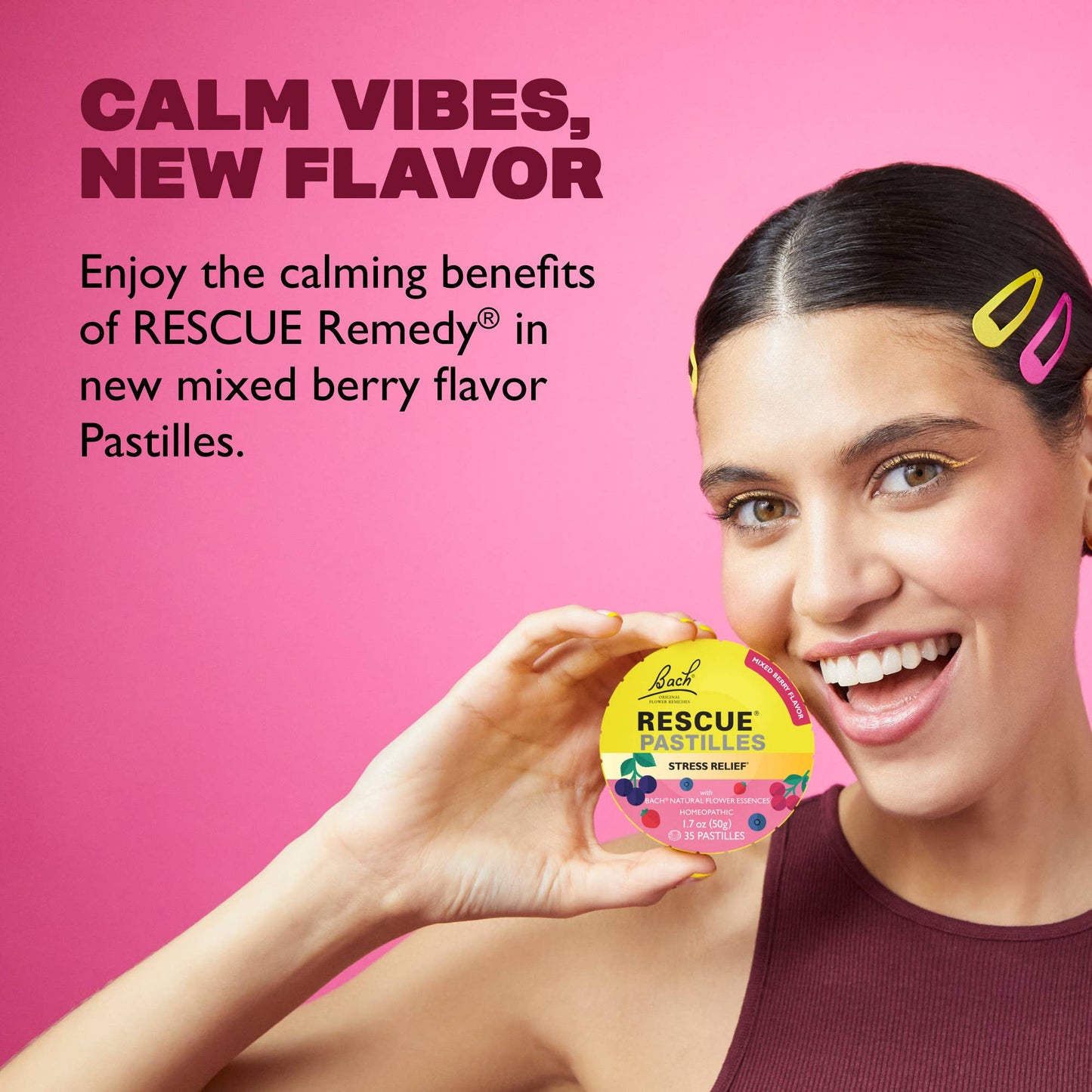 RESCUE Bach PASTILLES, Mixed Berry Flavor, Stress Relief