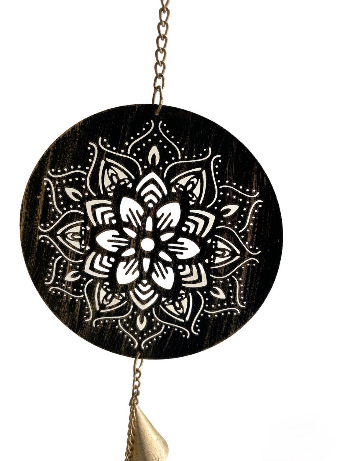 Floral Mandala Wind Chime: Black & Gold