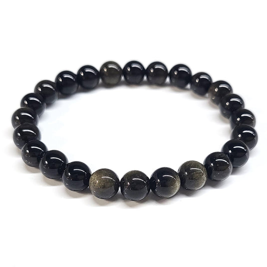 Gold Obsidian Beaded Bracelet 8mm