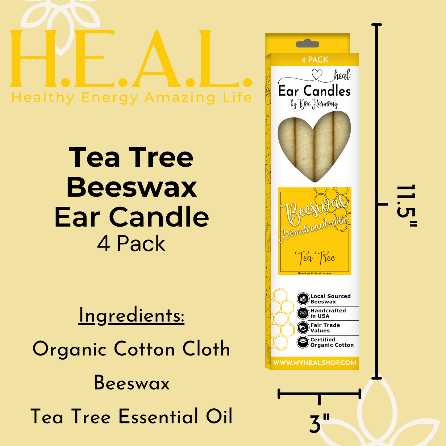 Tea Tree Beeswax Ear Candles by Doc Harmony: 2-Pack