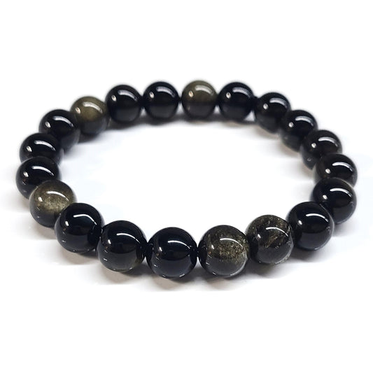 Gold Obsidian Beaded Bracelet 10mm