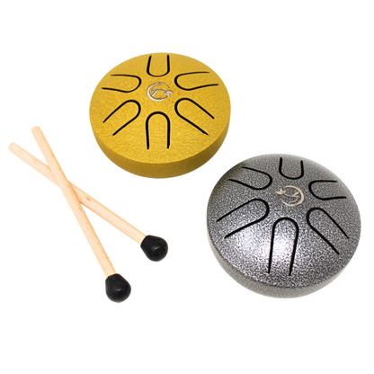 3 Inch Mini Happy Drum (Includes mallets) : Gold