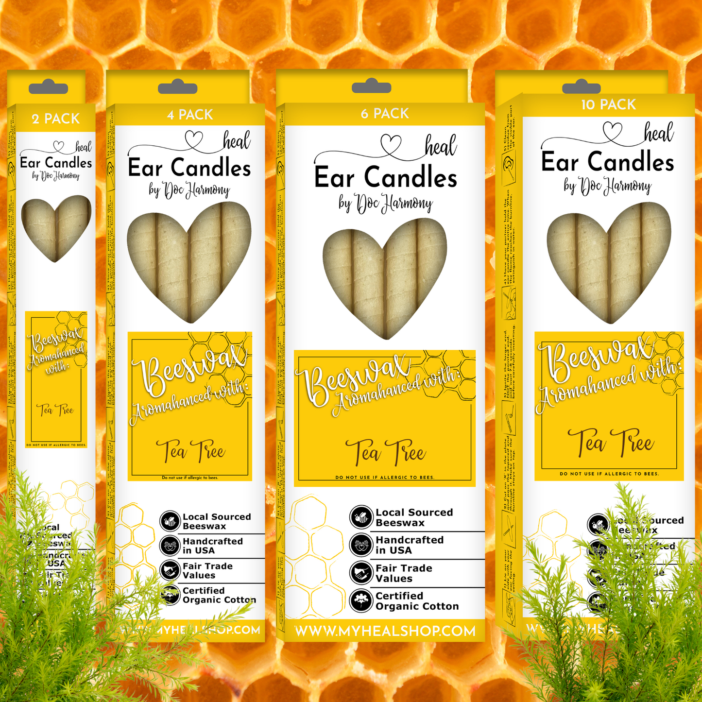 Tea Tree Beeswax Ear Candles by Doc Harmony: 2-Pack