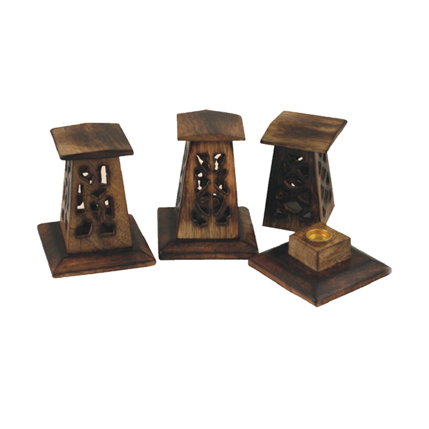Carved Wood Incense Cone Tower