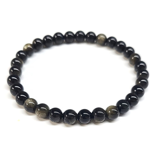 Gold Obsidian Beaded Bracelet 6mm