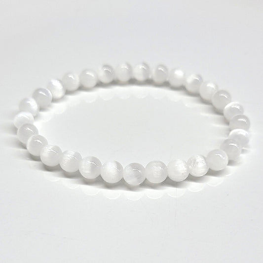 Selenite Beaded Bracelet 6mm