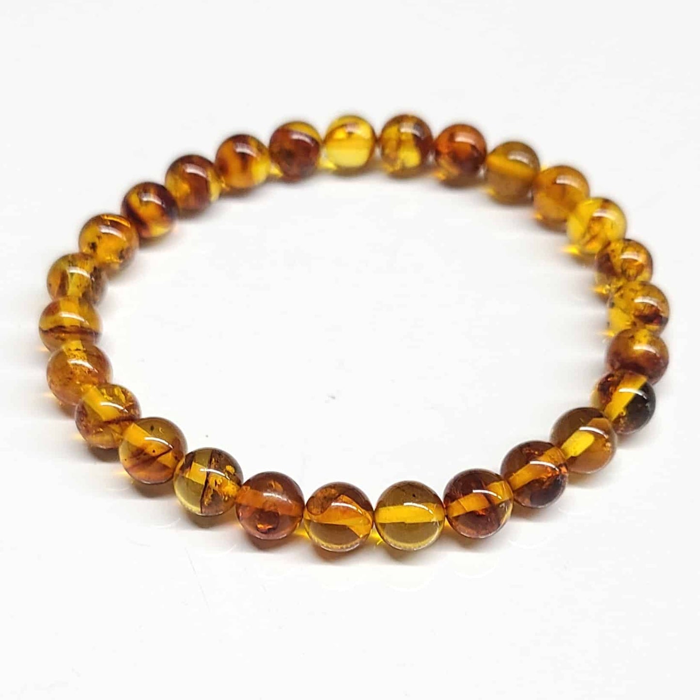 Amber Natural Flower Beaded Bracelet 6mm