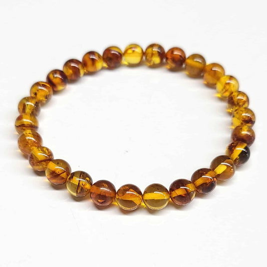 Amber Natural Flower Beaded Bracelet 6mm