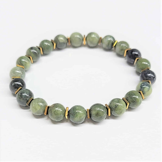 Jade Gold Spacer Beaded Bracelet 8mm