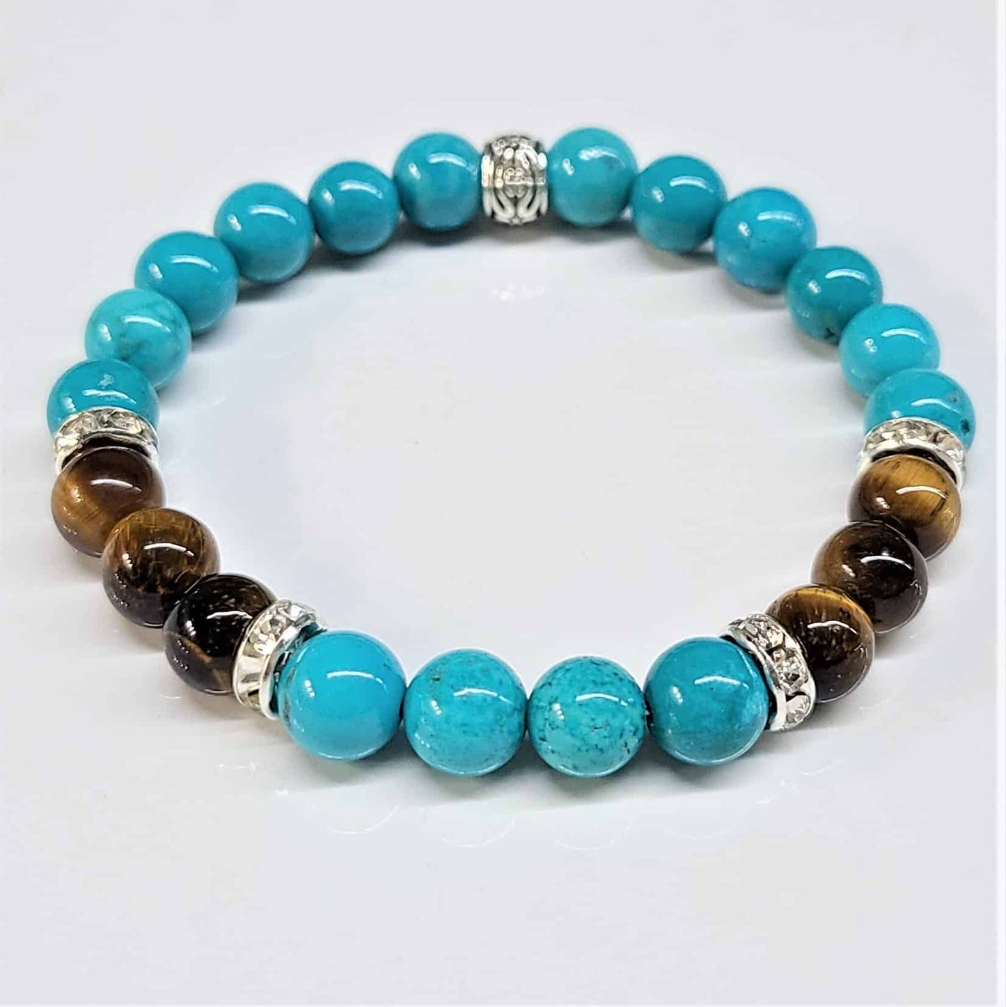 Blue Howlite Tiger Eye Beaded Bracelets 8mm