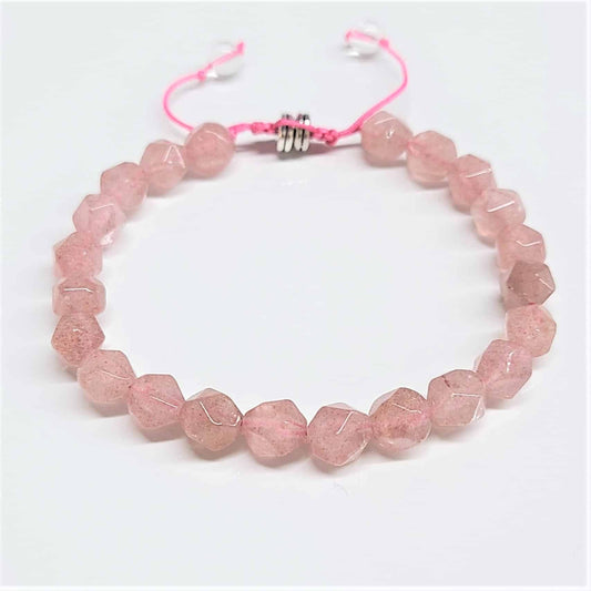 Strawberry Quartz Faceted Adjustable Beaded Bracelets 8mm