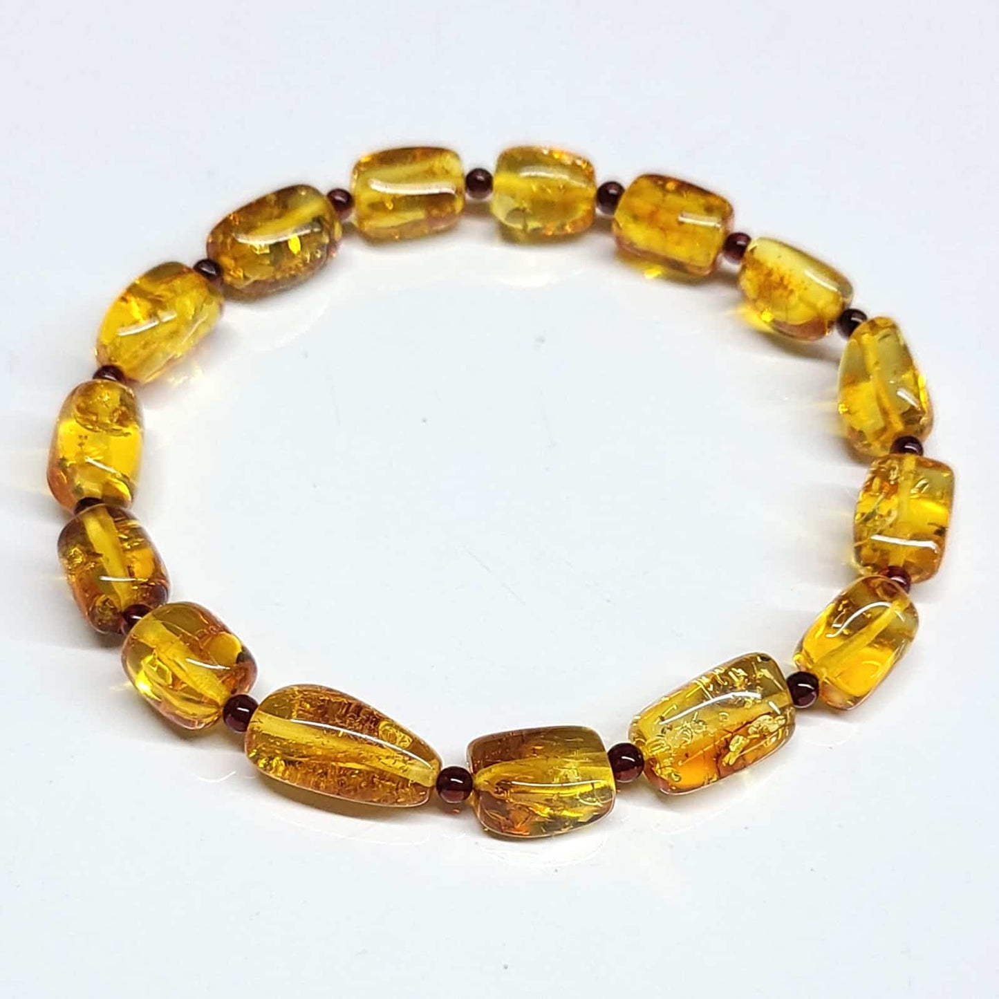 Amber Tumbled Natural Flower Bracelet