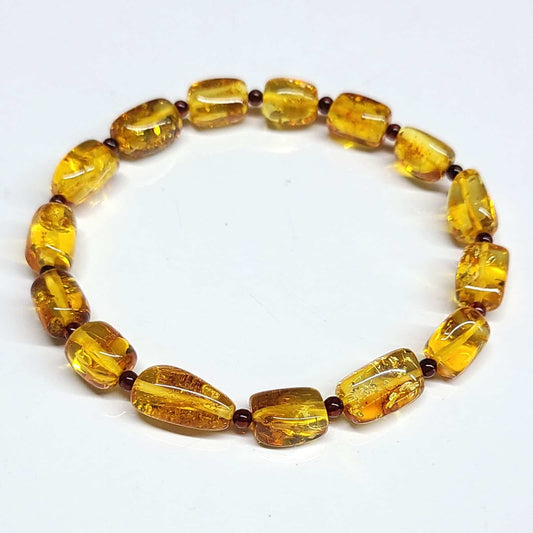 Amber Tumbled Natural Flower Bracelet