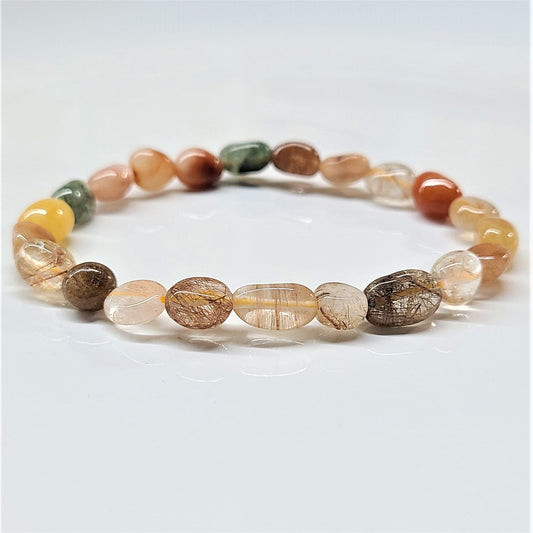 Multi Rutilated Tumbled Beaded Bracelets