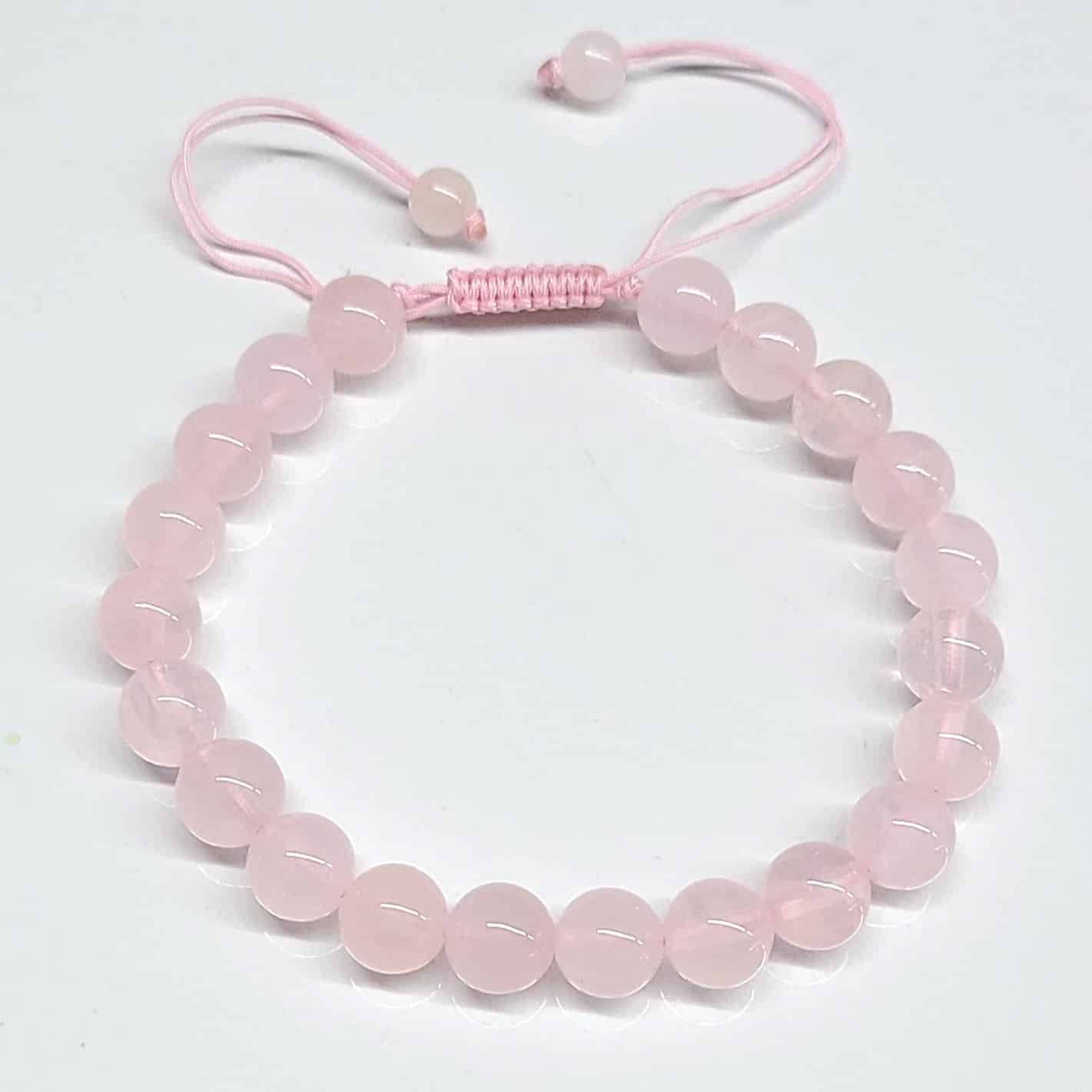 Rose Quartz Adjustable Beaded Bracelet 8mm