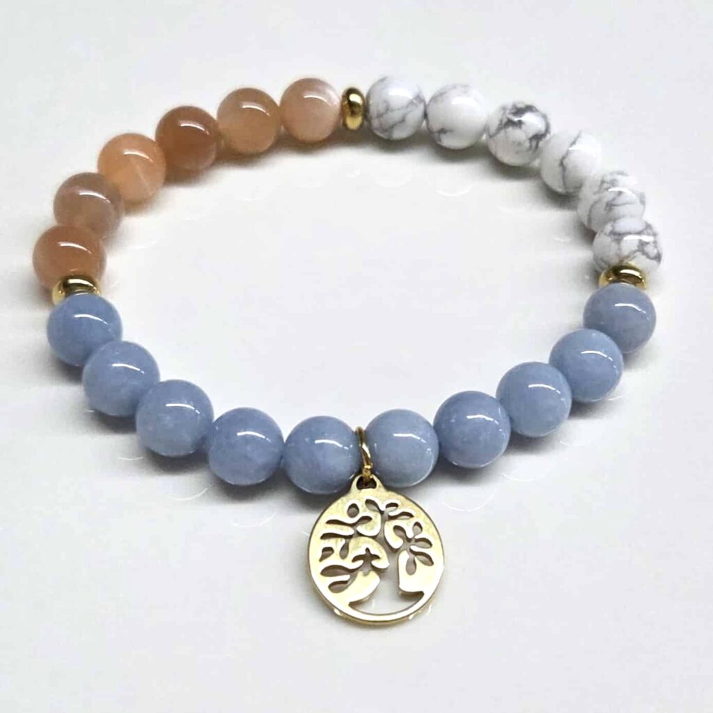Angelite Moonstone Howlite Beaded Bracelet 8mm