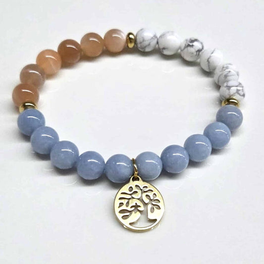 Angelite Moonstone Howlite Beaded Bracelet 8mm