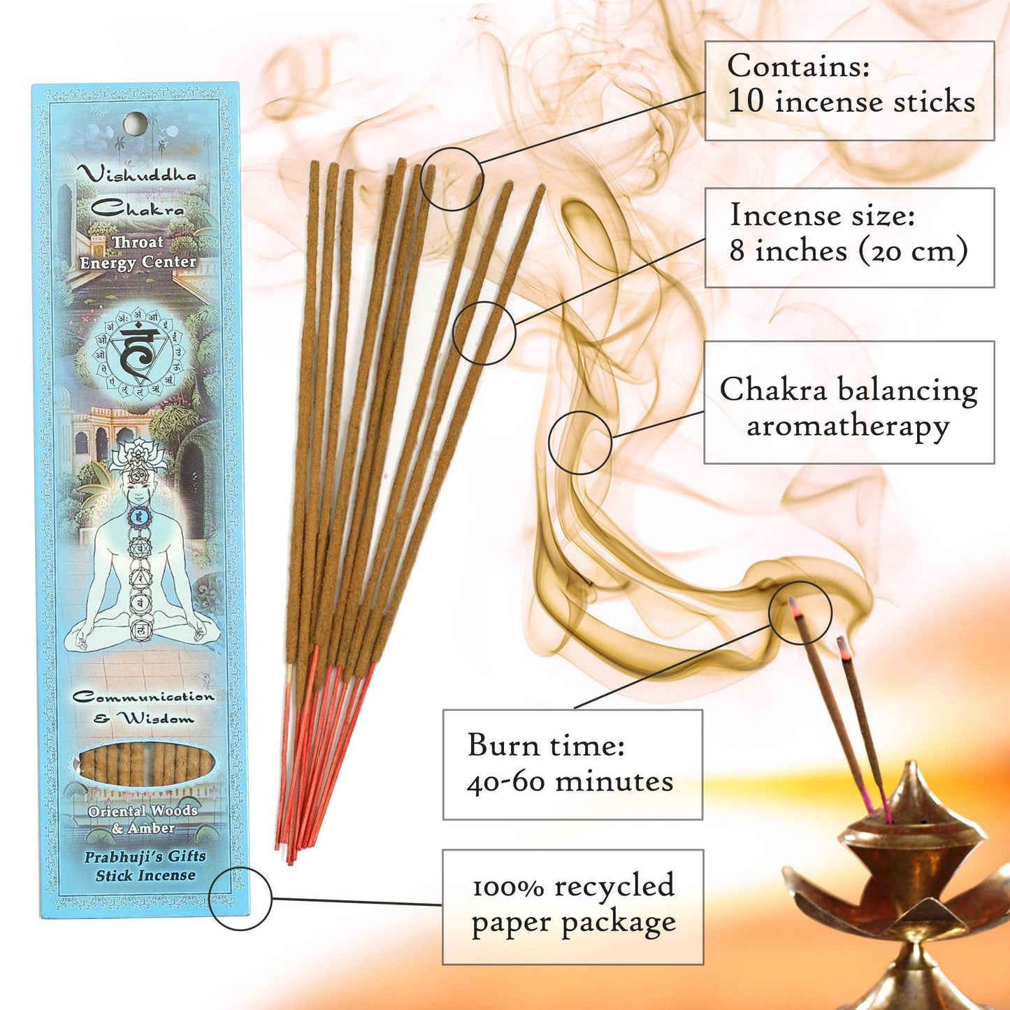 Incense Sticks Throat Chakra Vishuddha - Communication and Wisdom