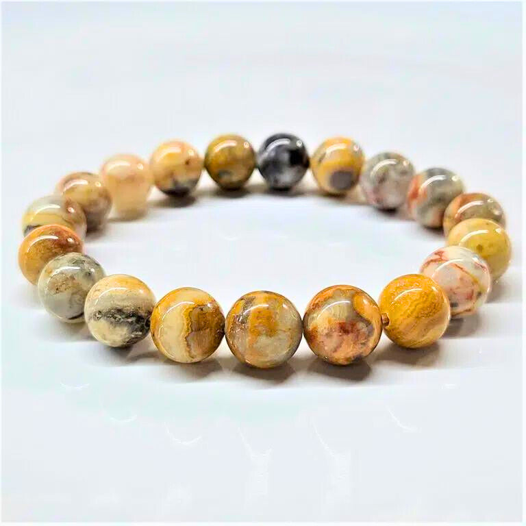 Crazy Lace Agate Beaded Bracelets 10mm