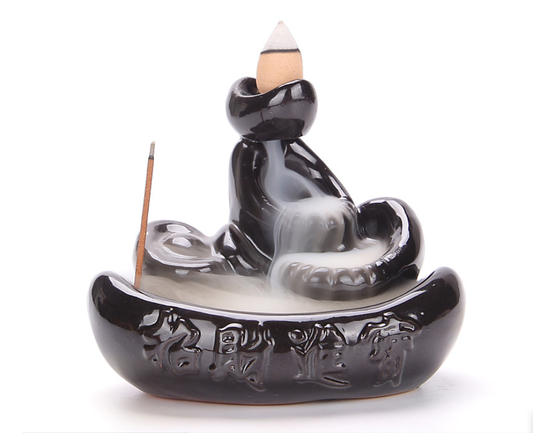 Ceramic Backflow Burner + Incense Holder: Dragon Falls