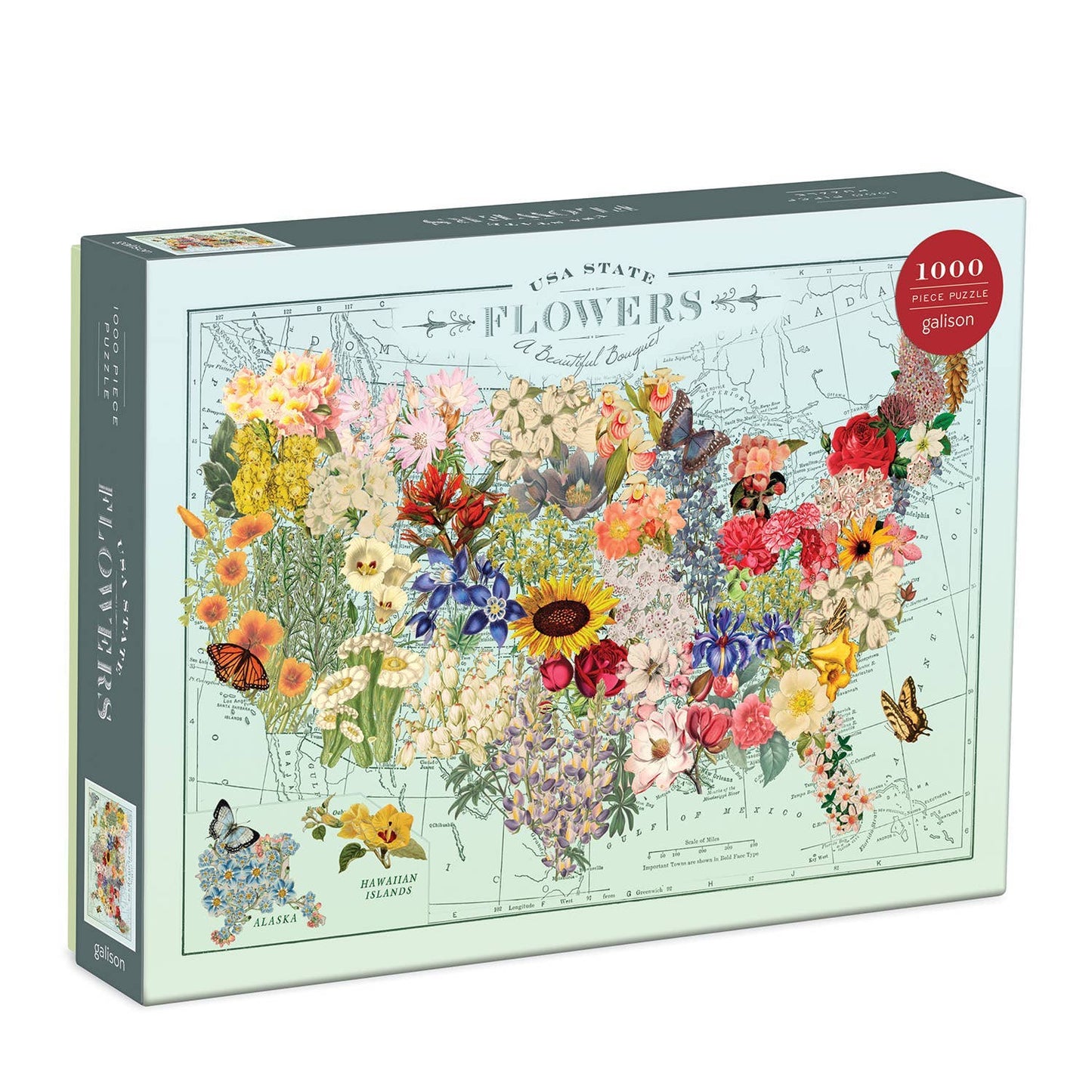 Wendy Gold USA State Flowers 1000 Piece Puzzle by Galison