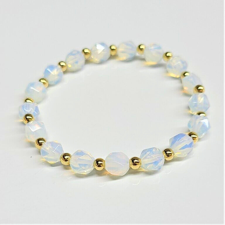 Opalite Faceted Beaded Bracelet 8mm