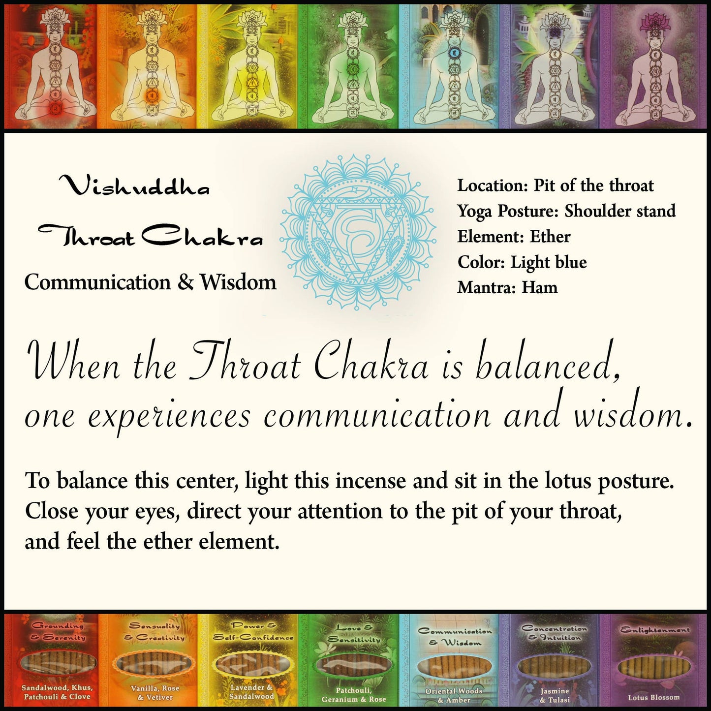 Incense Sticks Throat Chakra Vishuddha - Communication and Wisdom