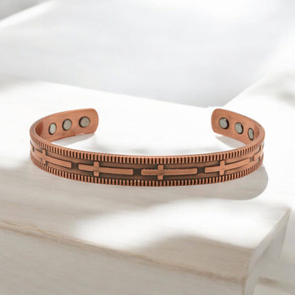 P 35 plain copper bracelet Cross design with magnets