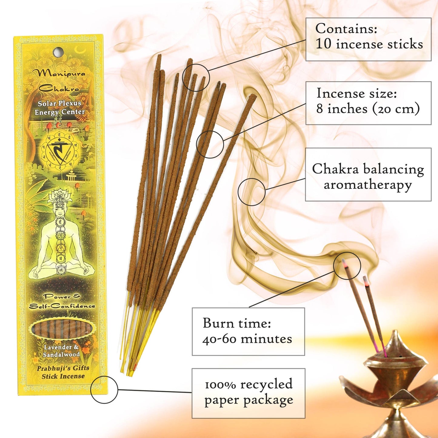 Incense Sticks Solar Plexus Chakra Manipura - Power and Self-confidence