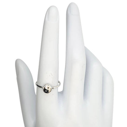 Mini Yin Yang Symbol Sterling Silver Stacking Ring: 7
