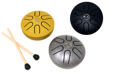 3 Inch Mini Happy Drum (Includes mallets) : Black
