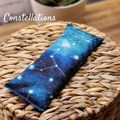 Aromatherapy Hot/Cold Weighted Eye Pillow - Moon and Sky fab: Constellation / Rice / Unscented
