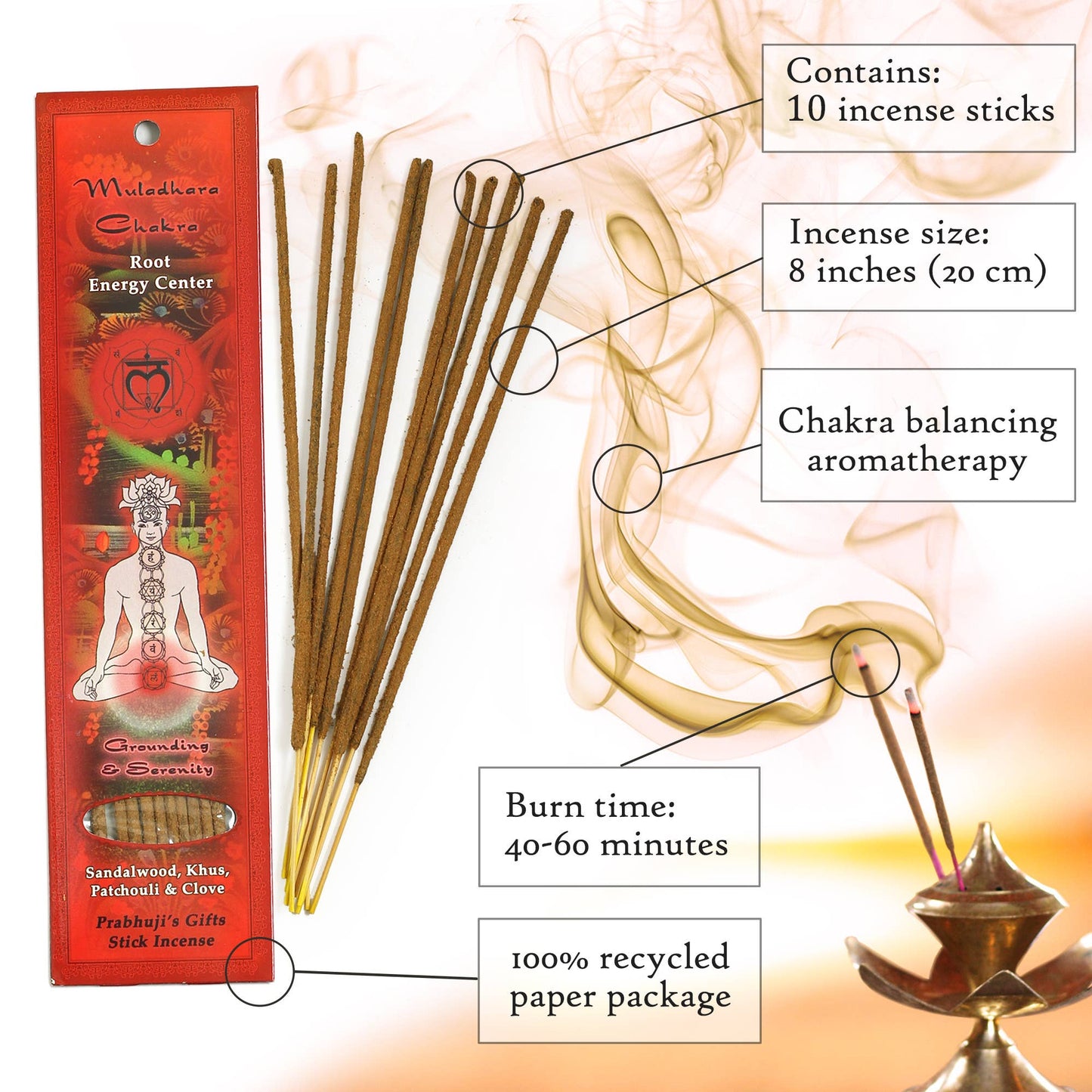 Incense Sticks Root Chakra Muladhara - Grounding and Serenity