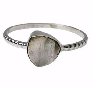 Triangle-Shaped Labradorite Sterling Silver Ring: 7