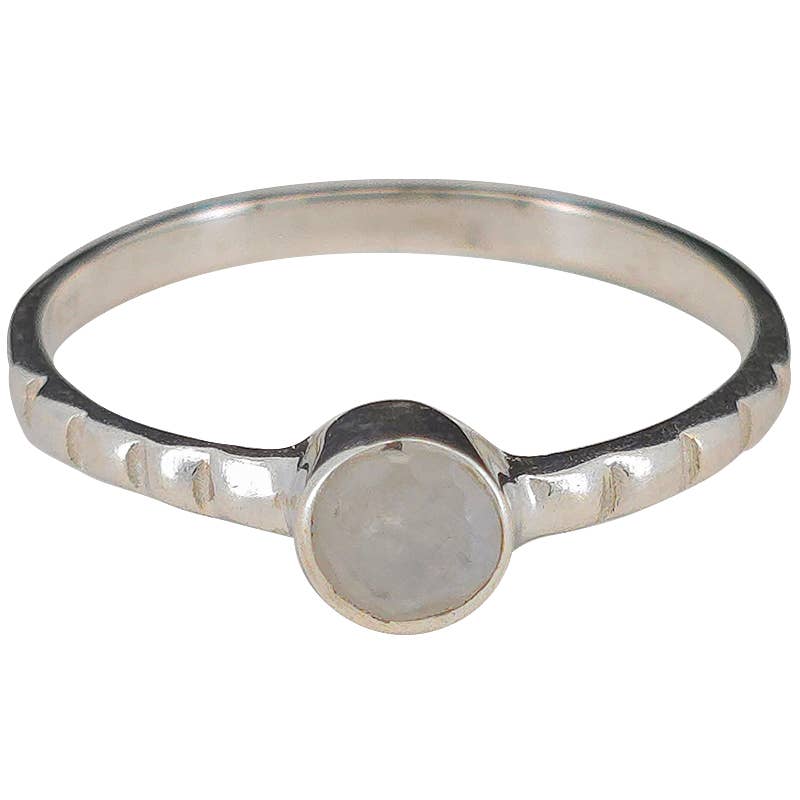 Faceted Moonstone Sterling Silver Ring: 7