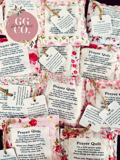 Floral Pink Pocket Prayer Quilt: Heart