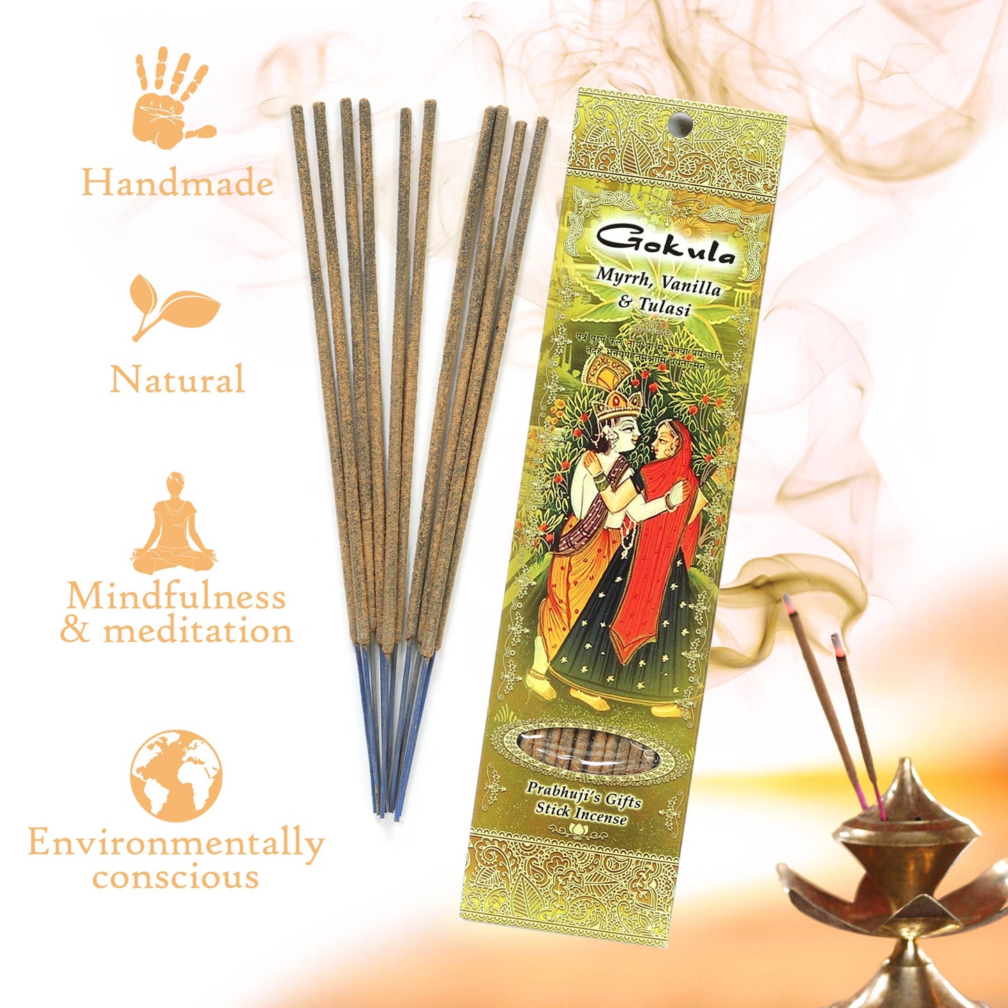 Incense Sticks Gokula - Myrrh, Vanilla, and Tulsi