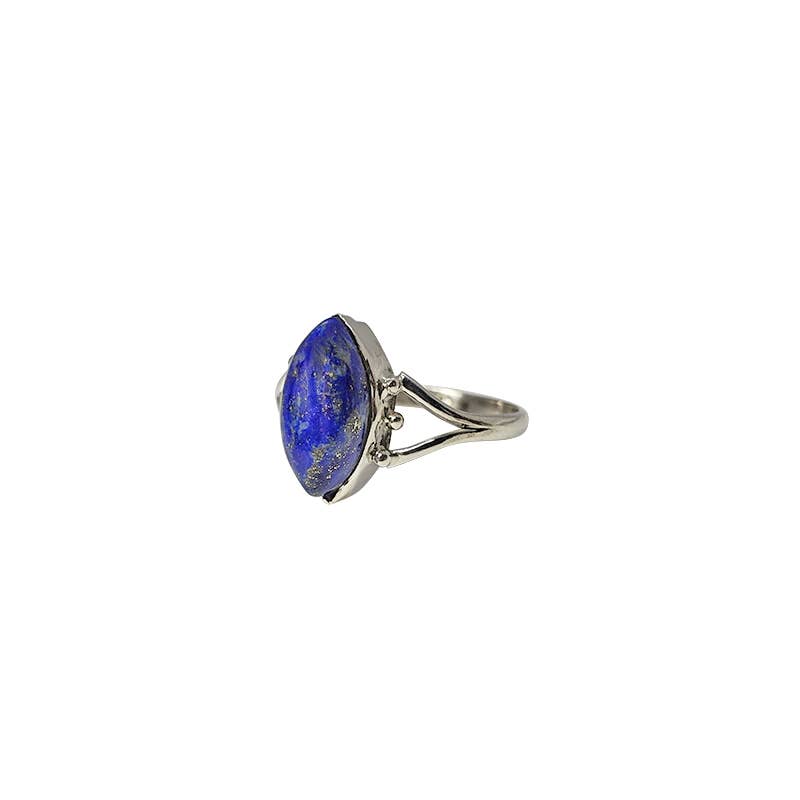Lapis Stone Sterling Silver Ring: 6