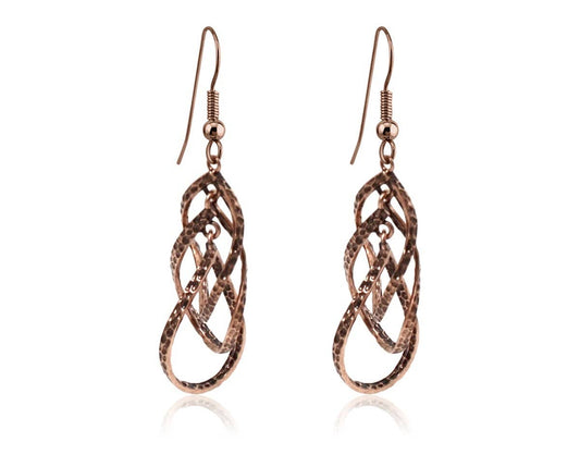 EP 133 Boho Copper multiple circle  tassel dangle  earrings