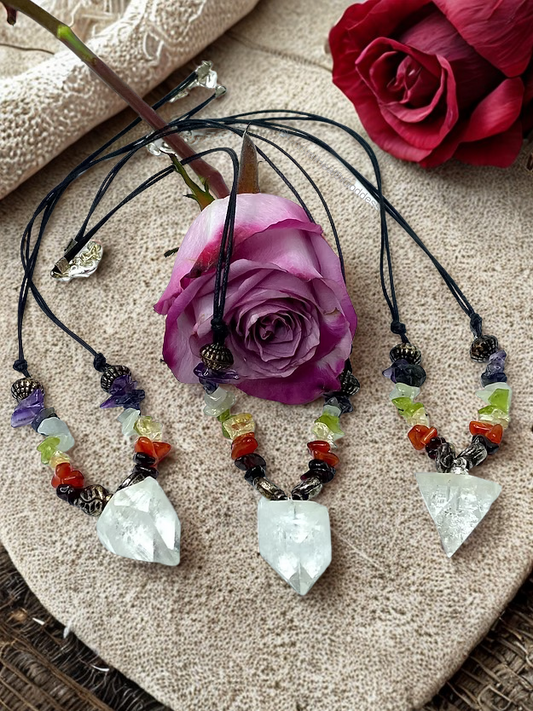 Apophyllite Point Necklaces with Chakra Chips